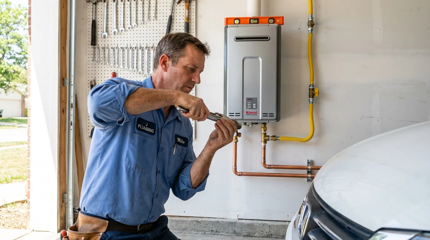 Tankless water heater installation by a Johns Plumbing LLC plumber in Sanborn